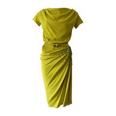 John Galliano for Christian Dior 2007 F/W Chartreuse Runway Dress