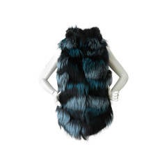 Oscar de la Renta 2013 Teal Dyed Fox Fur Vest