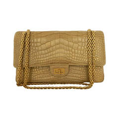 Chanel Matte Gold Crocodile Alligator 2.55 reissue flap bag