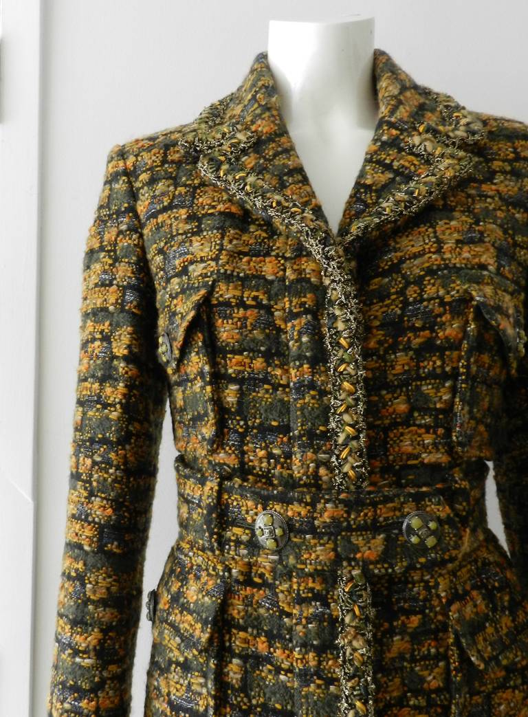 Chanel 13A Runway Tweed Coat - Khaki Ochre 2