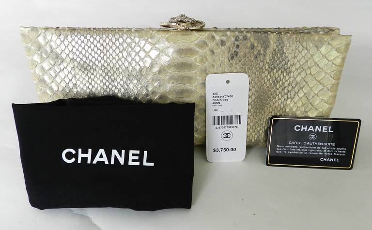 Chanel 12C Gold Python and Rhinestone Clutch Bag