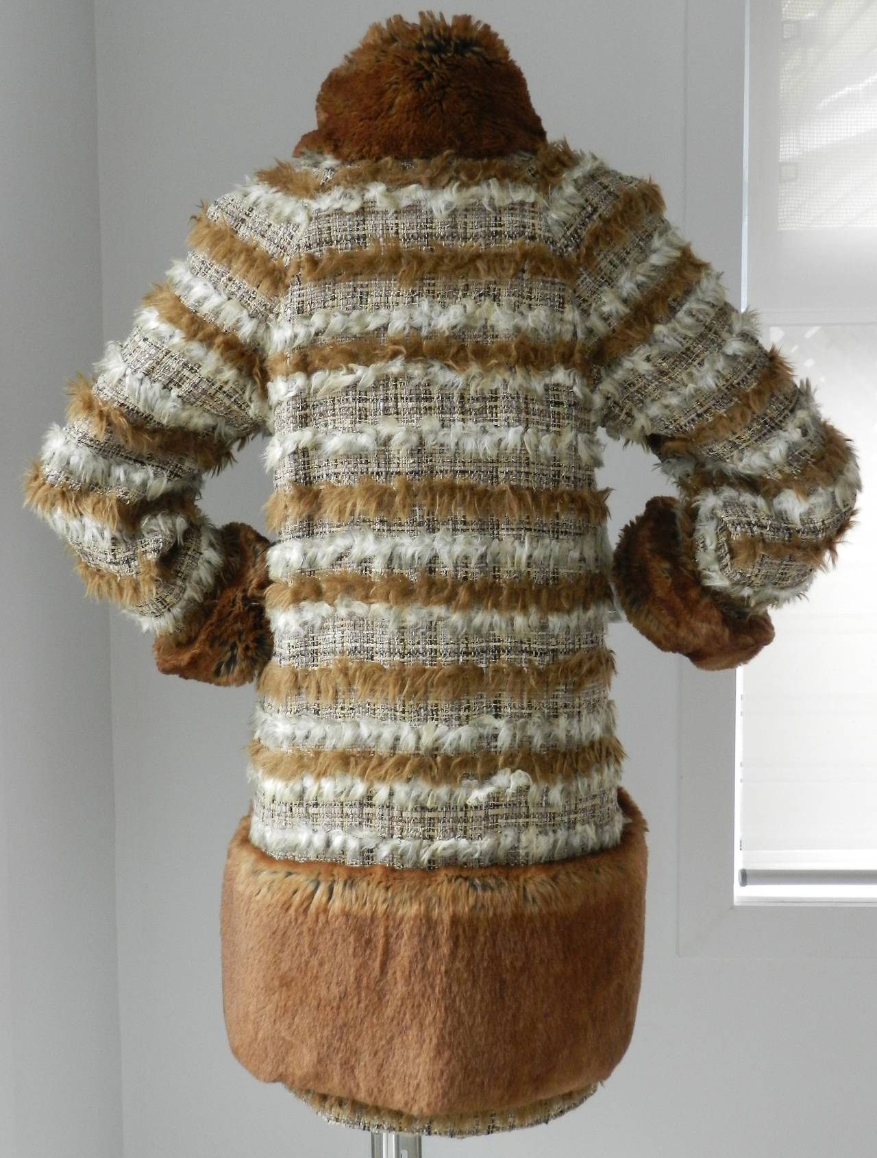 Chanel 10A Brown Faux Fur Runway Dress & Coat Set 3