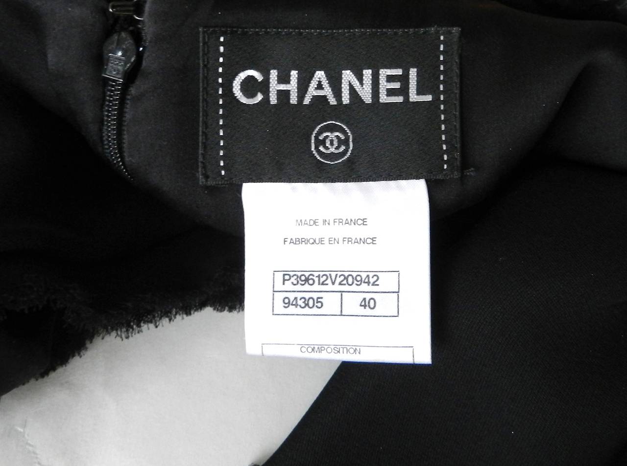 Chanel 10A Runway Black Silk Dress with Faux Fur Hem 2