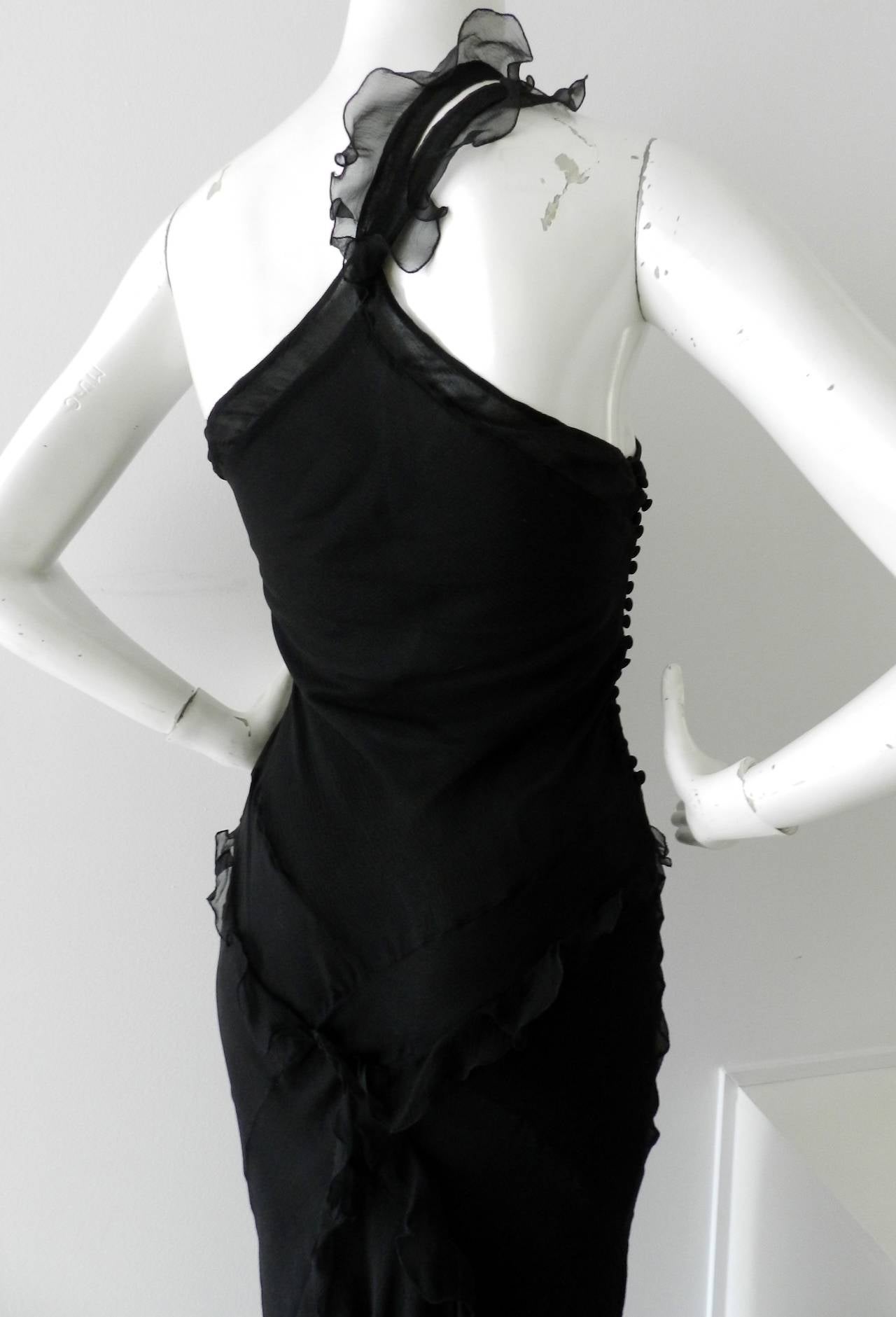 Galliano for Christian Dior Black 1930's Style Bias Gown 1