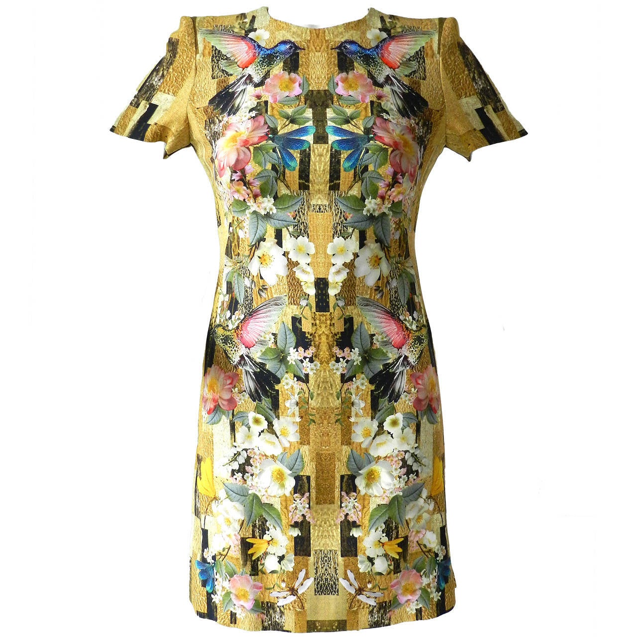 Alexander McQueen Hummingbird Digital Print Dress