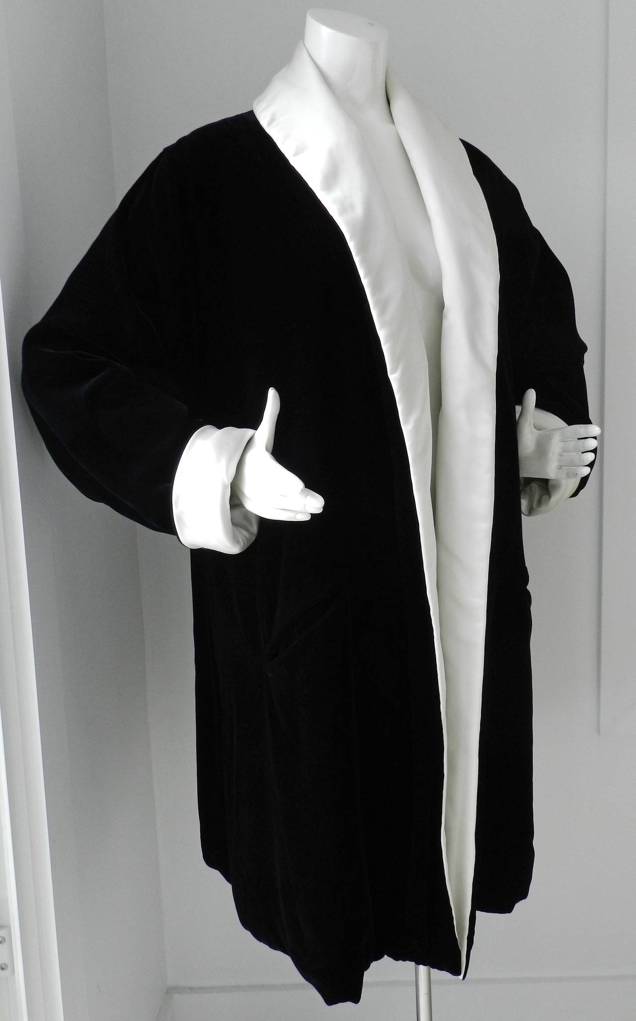 Pierre Balmain Haute Couture Black Velvet Evening Coat