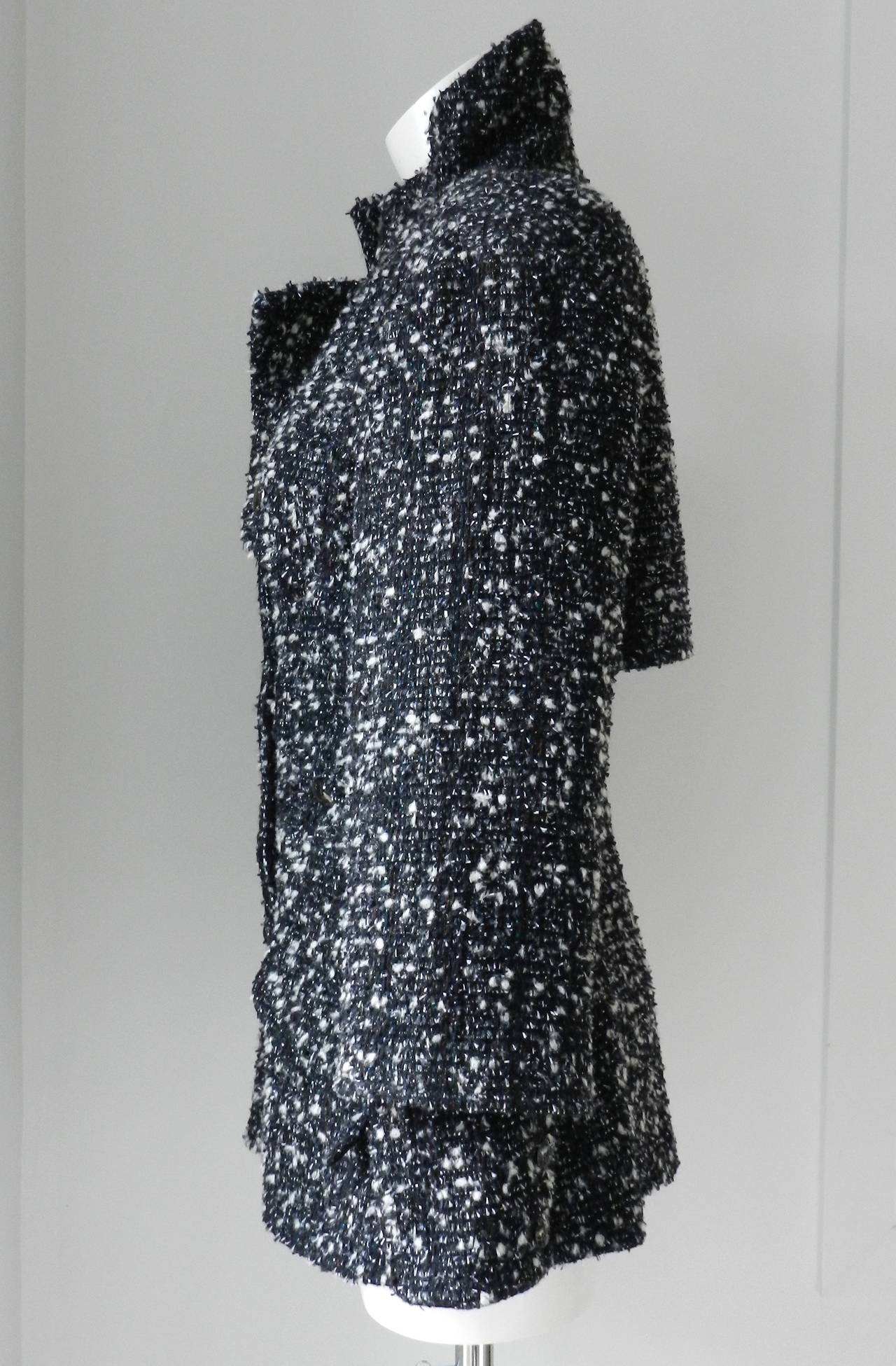 Chanel 13A Grey Speckled Runway Coat with Stand up Collar 1