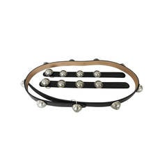 Chanel 13P Black Leather 
Silver Runway Belt and Bracelets Set