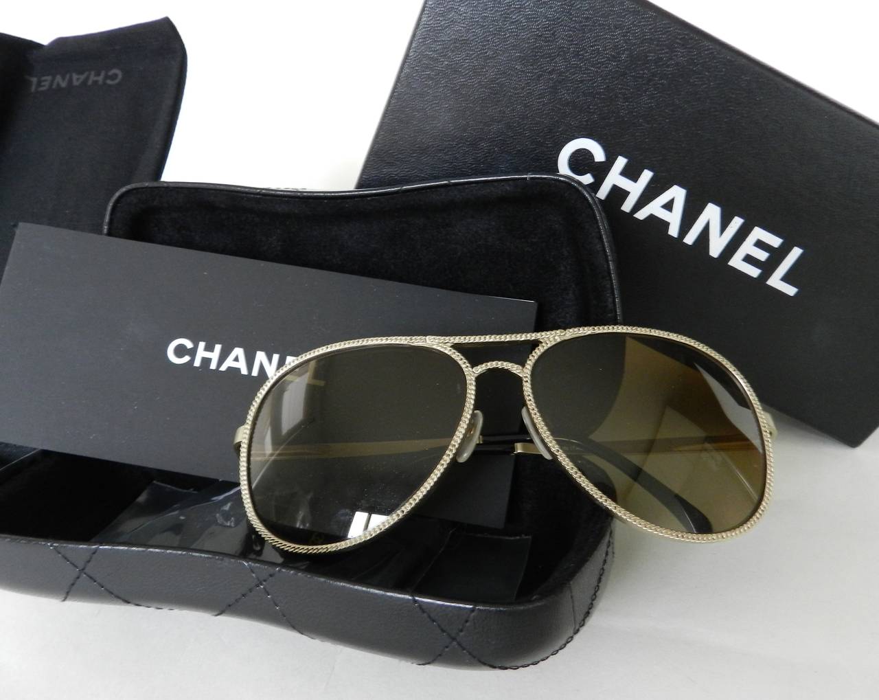 Women's Chanel 11C Gold Aviator Sunglasses