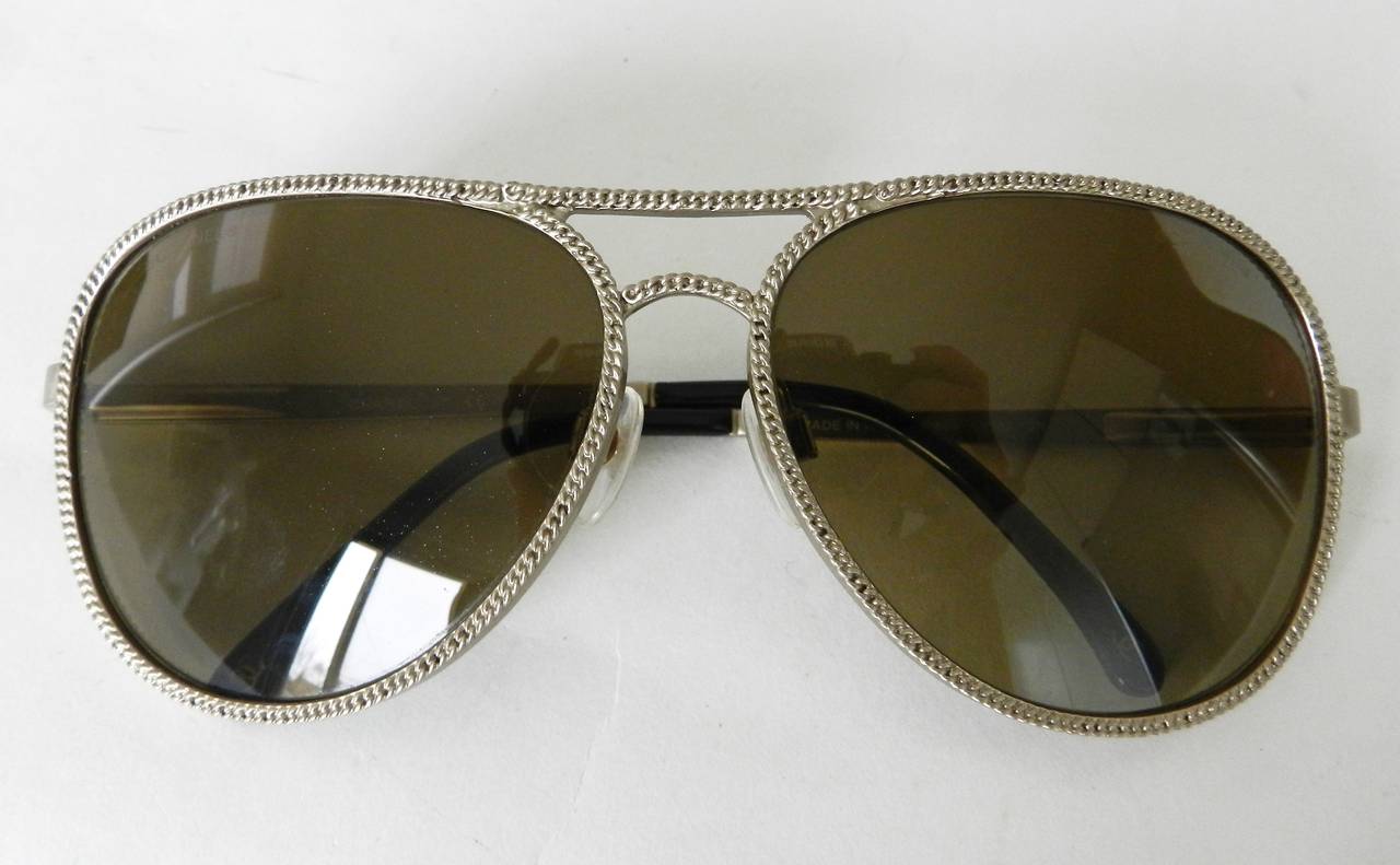 Chanel 11C Gold Aviator Sunglasses 1