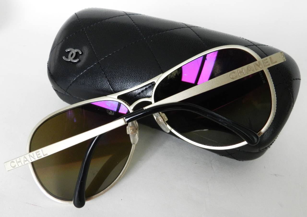 Chanel 11C Gold Aviator Sunglasses 2