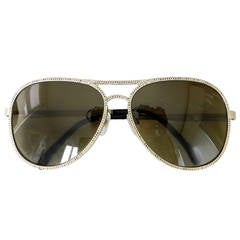 Chanel 11C Gold Aviator Sunglasses