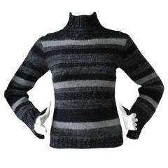 Chanel 13A Runway Grey Striped Sweater