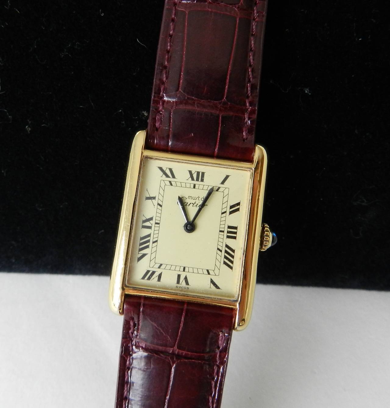 Cartier Vintage Tank Watch with Alligator Strap at 1stdibs