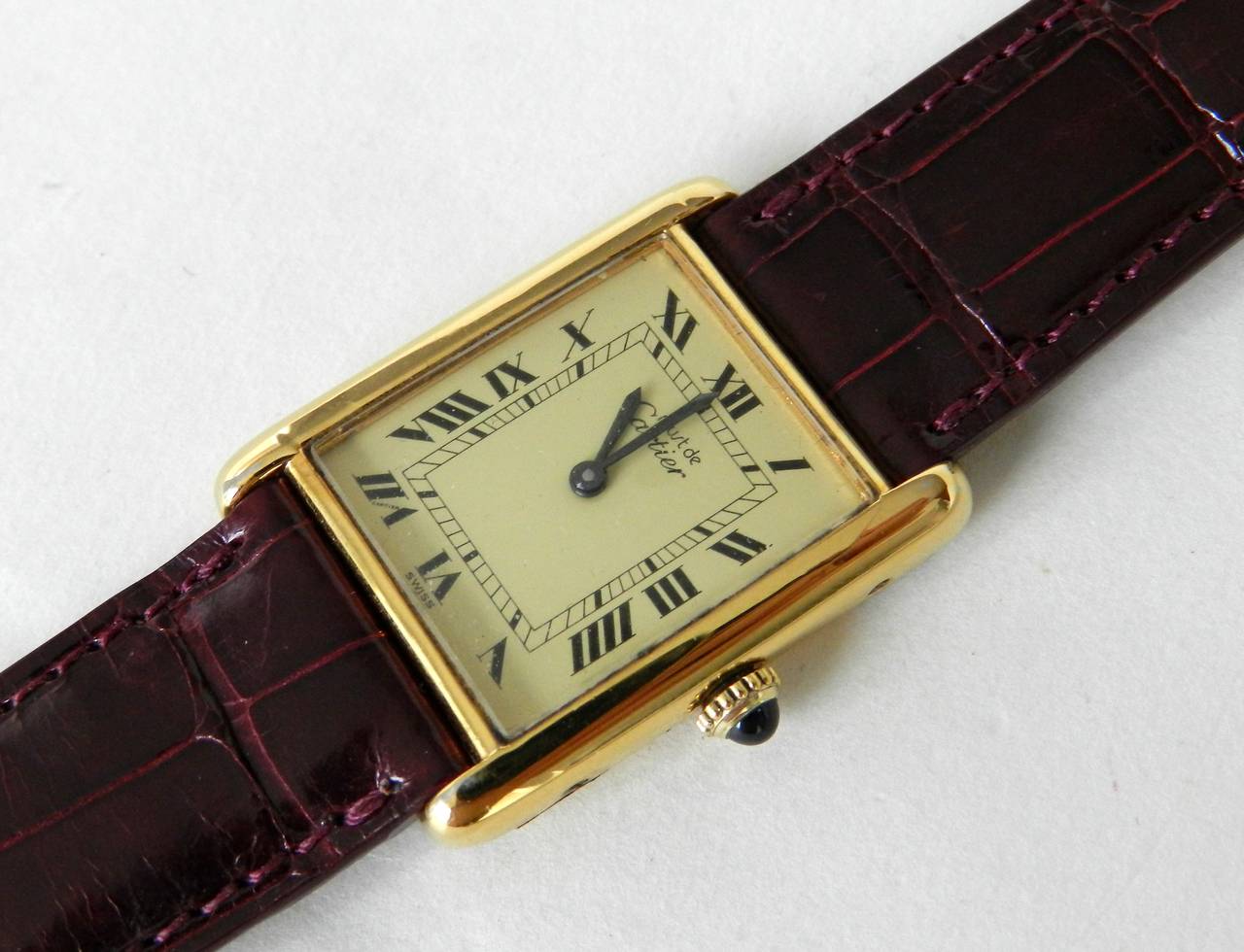 Cartier Vintage Tank Watch with Alligator Strap at 1stdibs