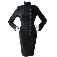 Chanel 09A Russian Collection Black Wool Skirt Suit