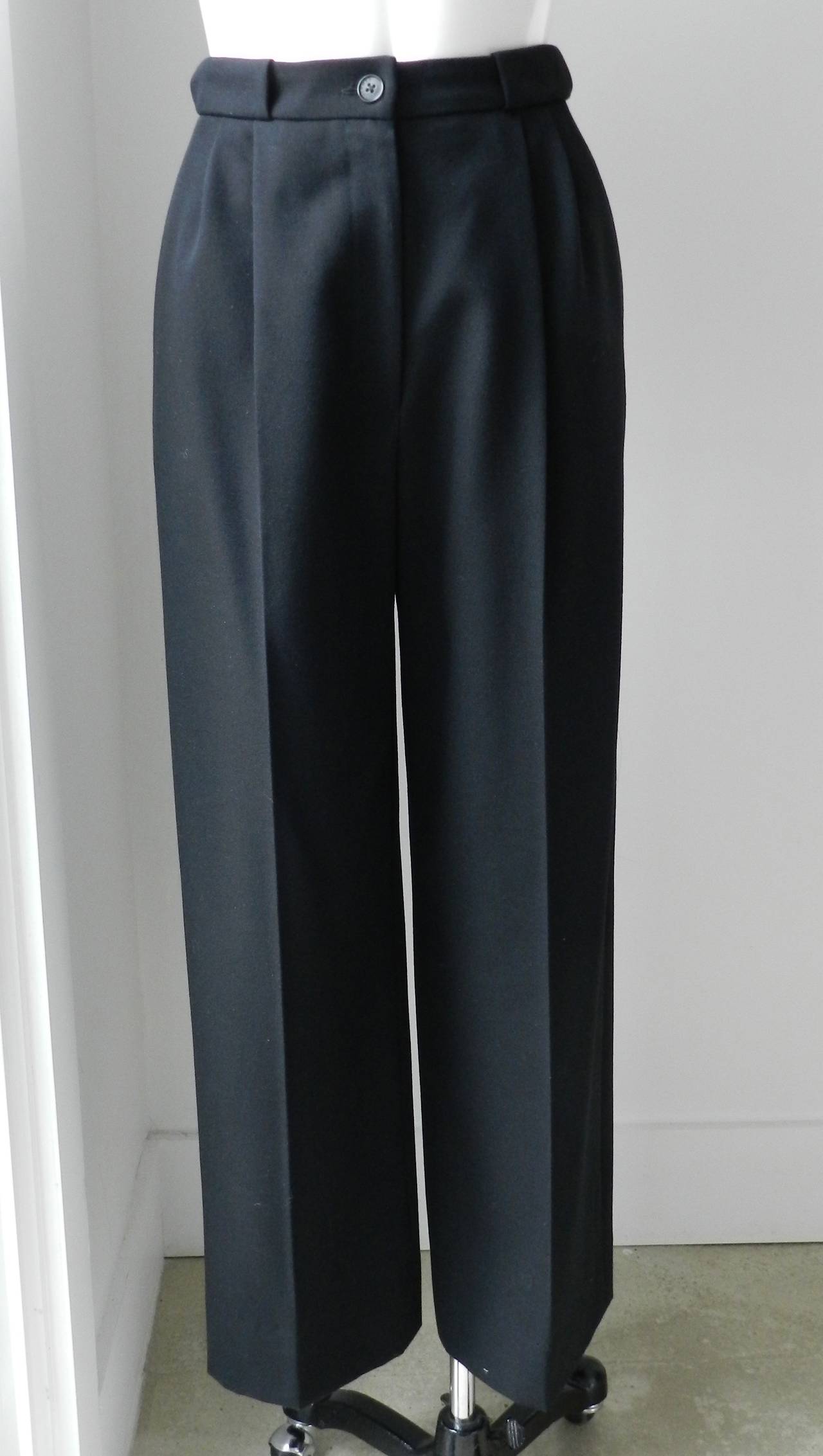 Vintage Hermes Black Wool Pant Suit In Excellent Condition In Toronto, ON