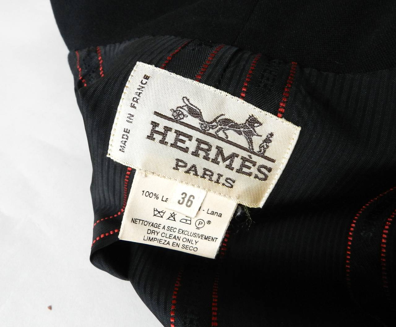 Women's Vintage Hermes Black Wool Pant Suit