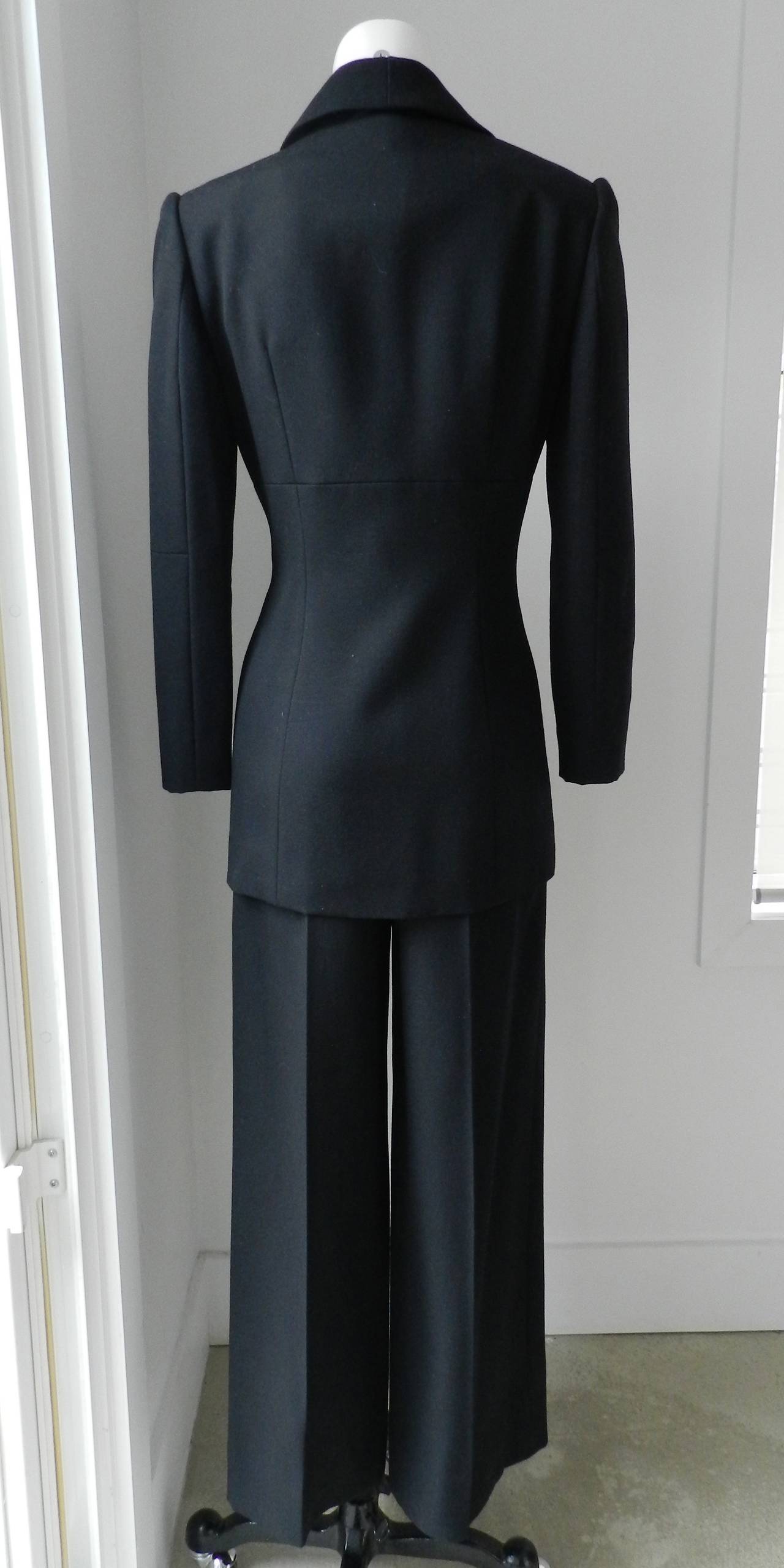 Vintage Hermes Black Wool Pant Suit 1