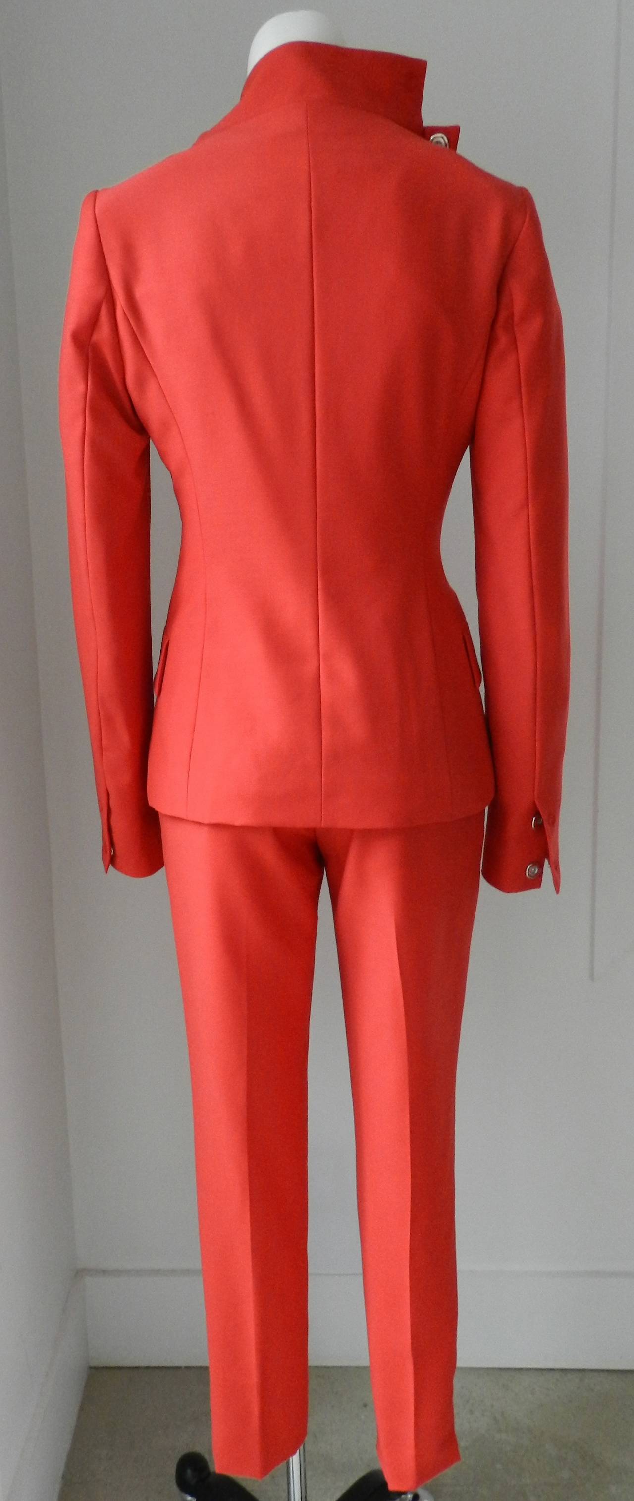 Women's Maison Martin Margiela Wool and Satin Red Pant Suit