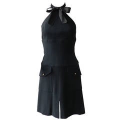 Vintage 1995 Chanel Classic Lagerfeld Black Halter Dress