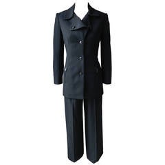 Vintage Hermes Black Wool Pant Suit