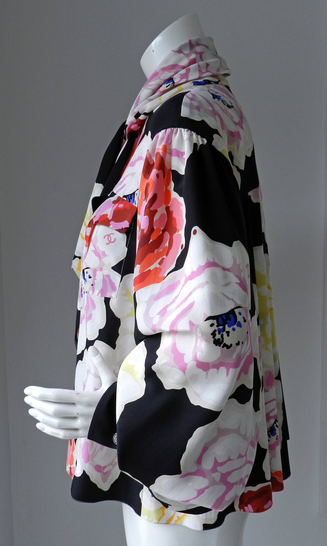 Chanel 09P Floral Silk Runway Blouse 1
