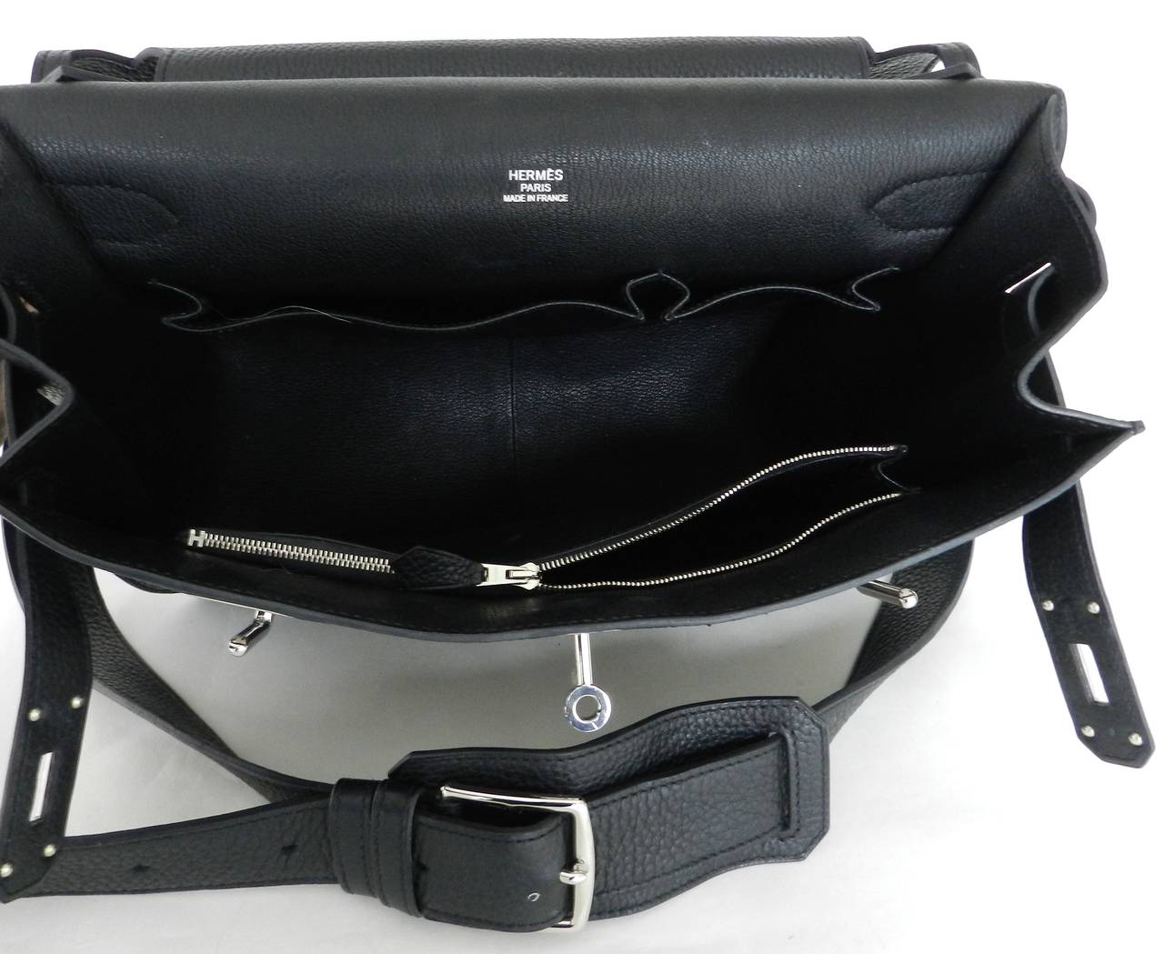 Hermes Jipsiere Gypsy Messenger Bag 34 cm - Black / Silver In Excellent Condition In Toronto, ON