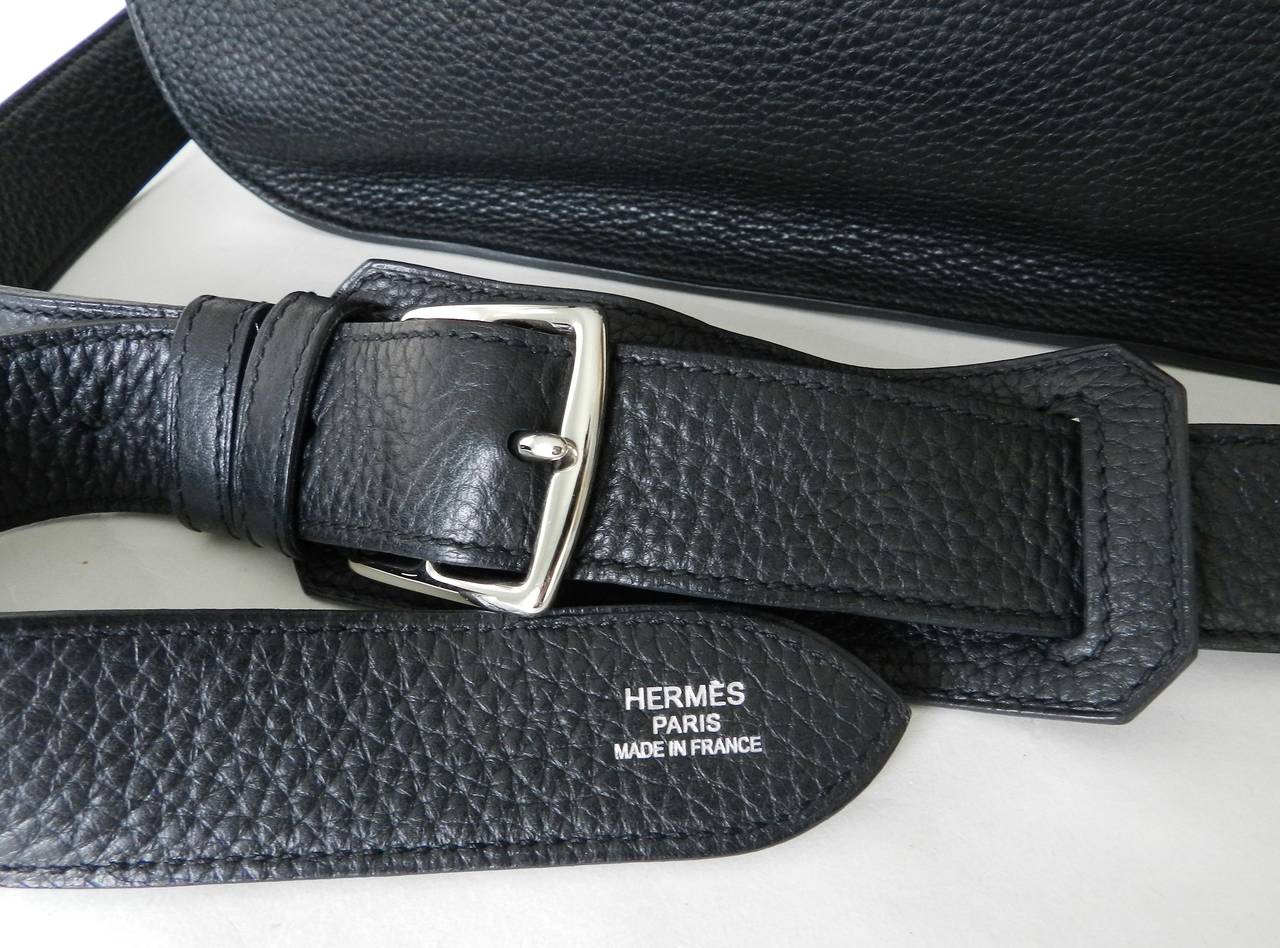 Hermes Jipsiere Gypsy Messenger Bag 34 cm - Black / Silver 3