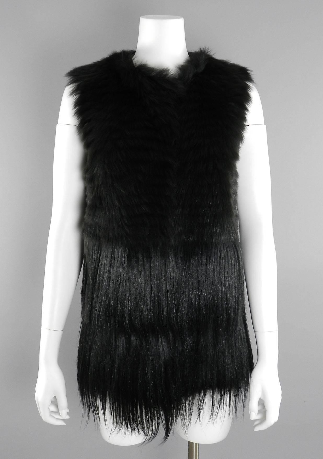 PRADA fall 2014 Black Dyed Sheep Fur Vest / coat 3