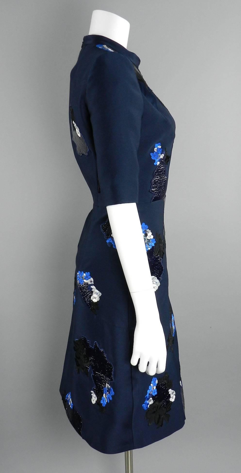 Erdem fall 2012 Runway Navy Lace Embroidered Dress 1