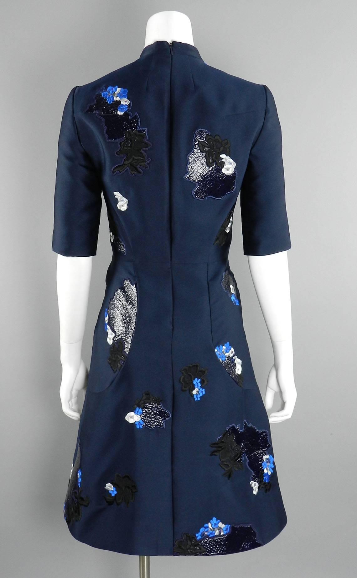 Erdem fall 2012 Runway Navy Lace Embroidered Dress 2