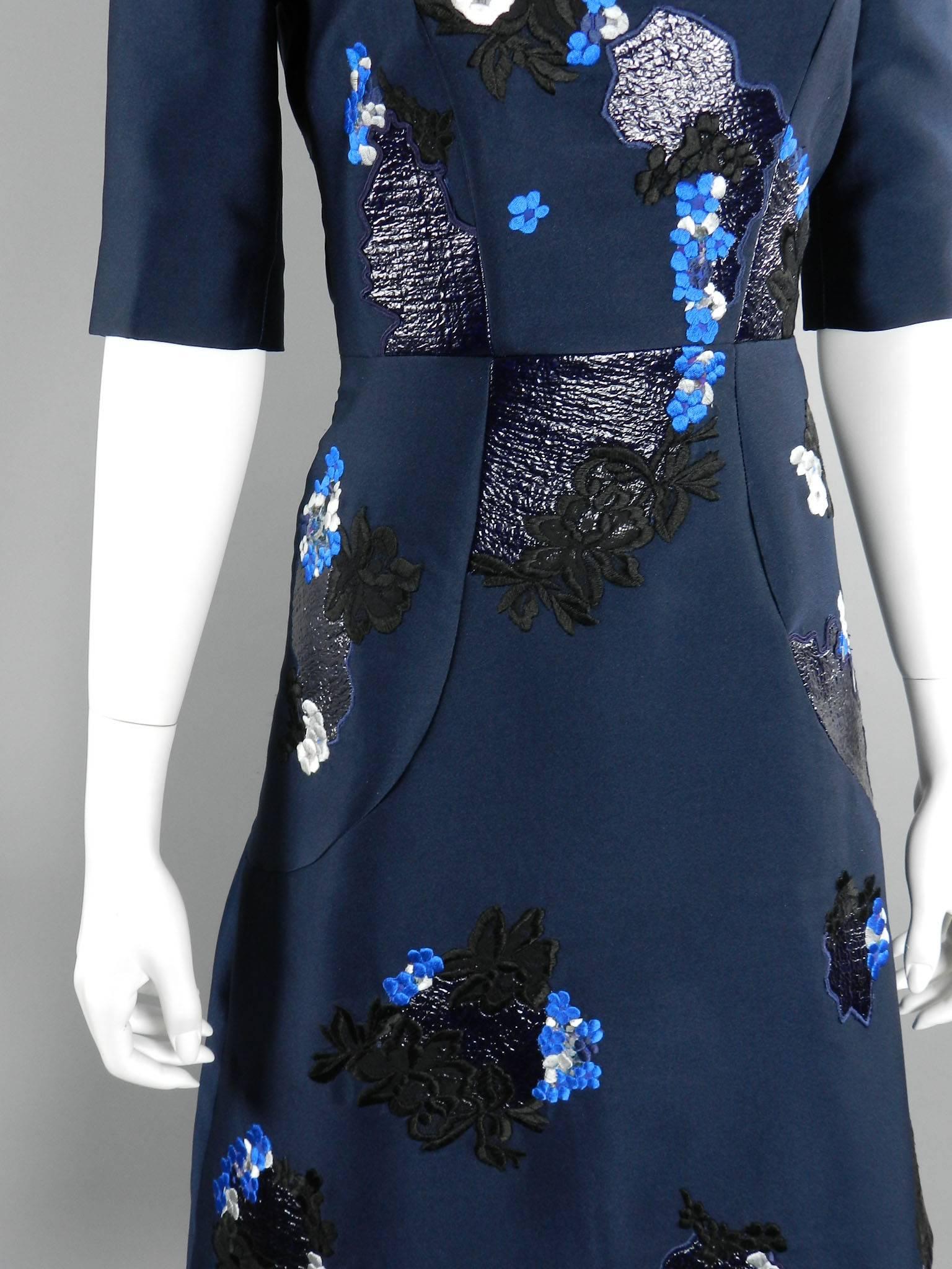 Erdem fall 2012 Runway Navy Lace Embroidered Dress 3