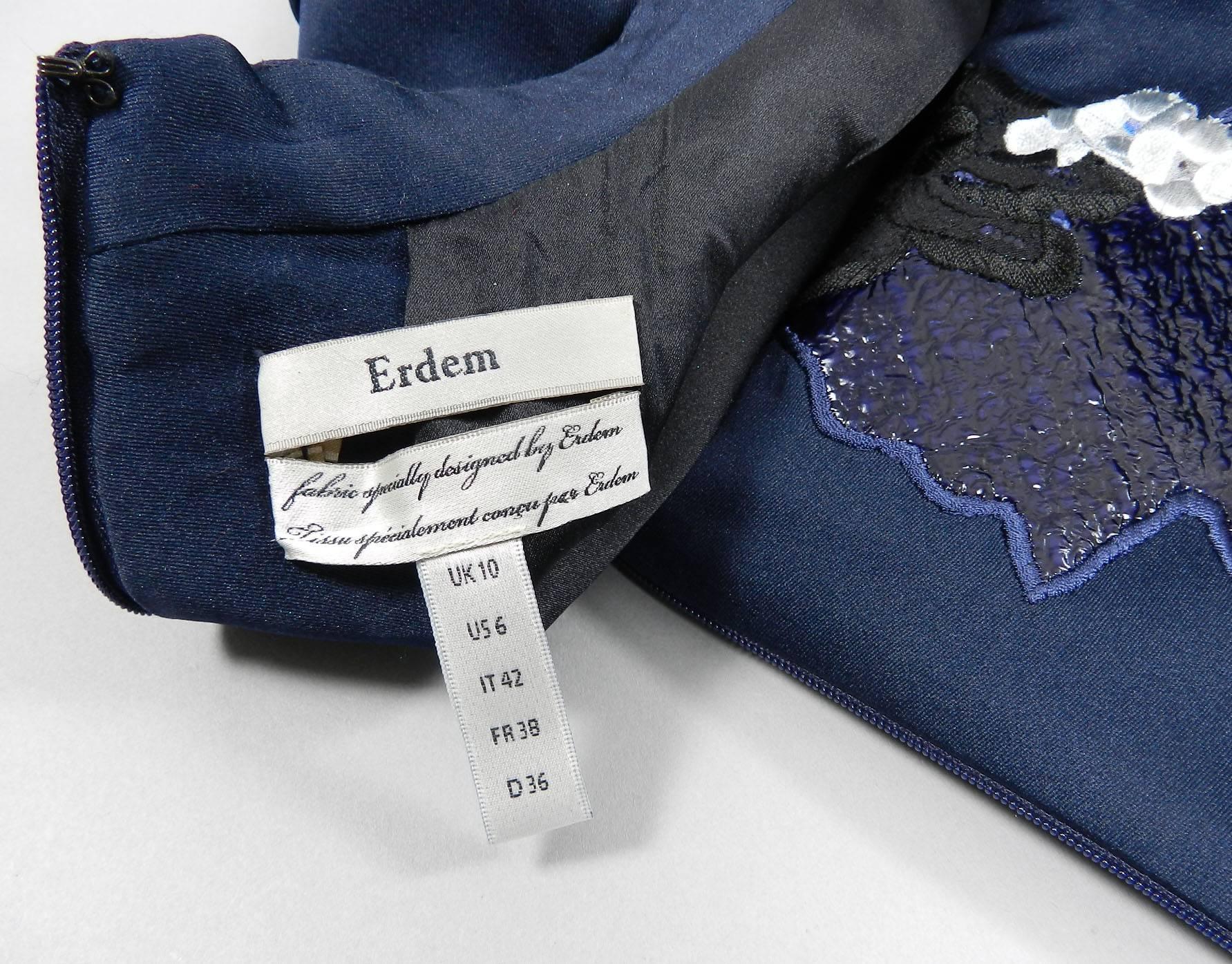 Erdem fall 2012 Runway Navy Lace Embroidered Dress 4