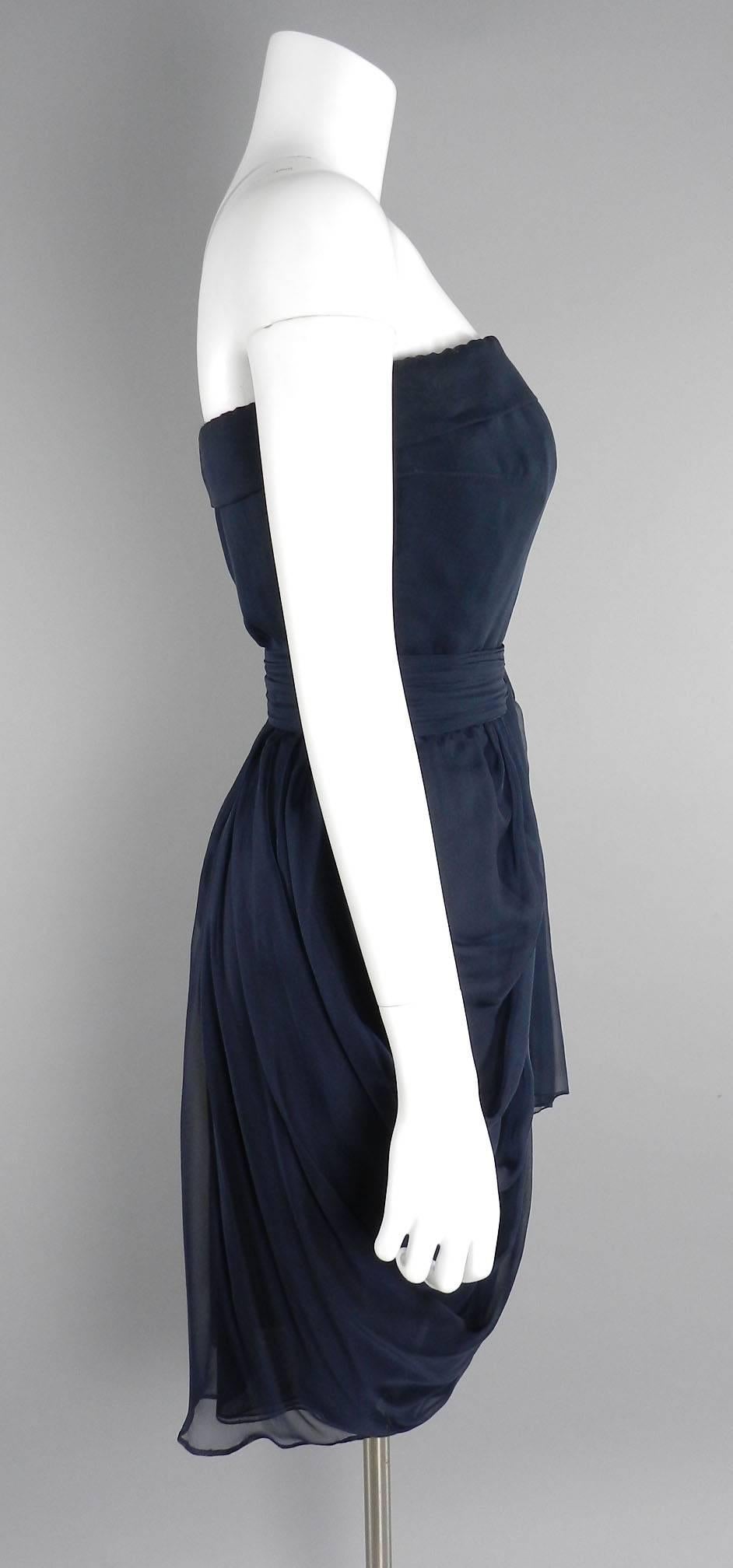 YSL Yves Saint Laurent Haute Couture Numbered Vintage 1980's Silk Chiffon Dress In Excellent Condition In Toronto, ON