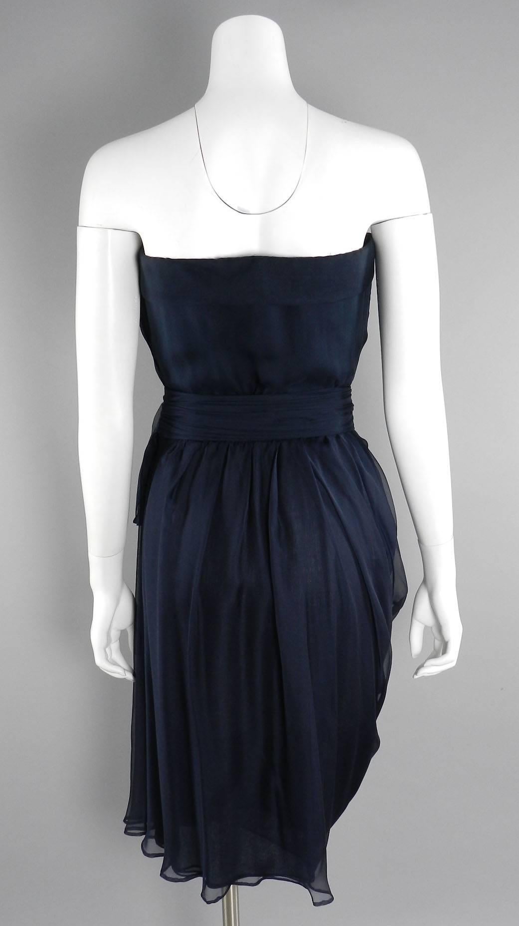 Women's YSL Yves Saint Laurent Haute Couture Numbered Vintage 1980's Silk Chiffon Dress