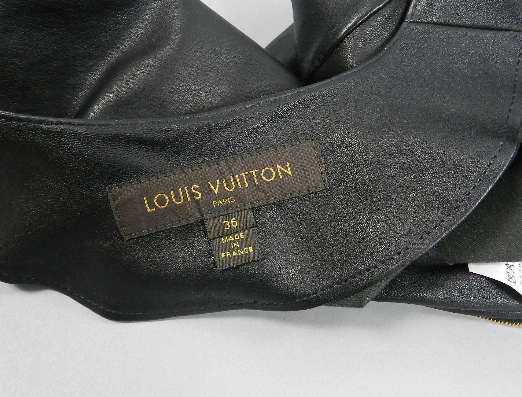 Louis Vuitton Black Stretch Leather Dress with Gold Zippers 1