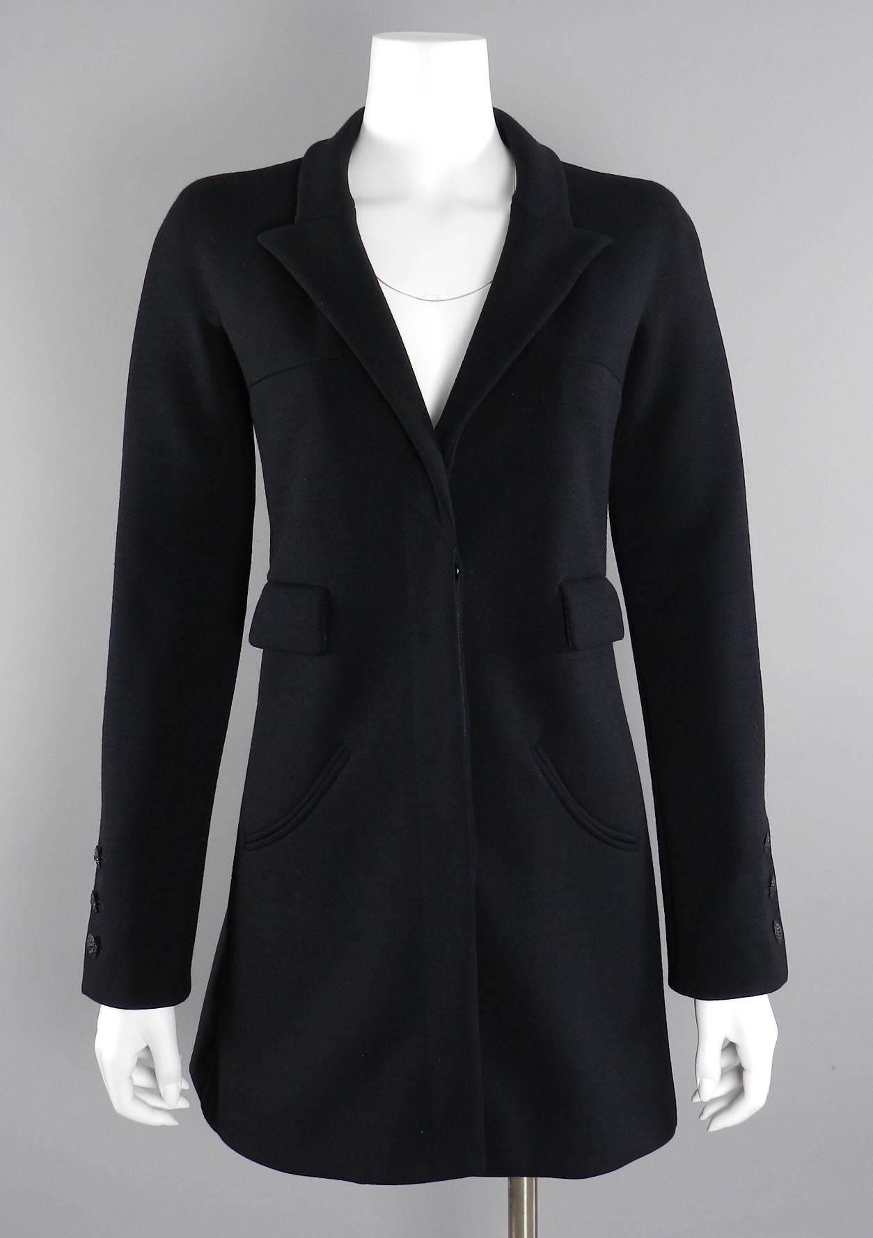 CHANEL 07A Black Wool Knit Jersey Jacket 4