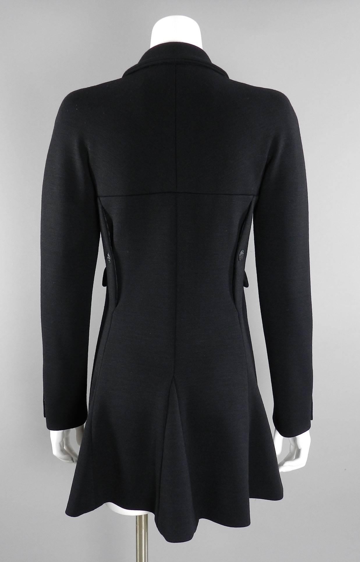 CHANEL 07A Black Wool Knit Jersey Jacket In Excellent Condition In Toronto, ON