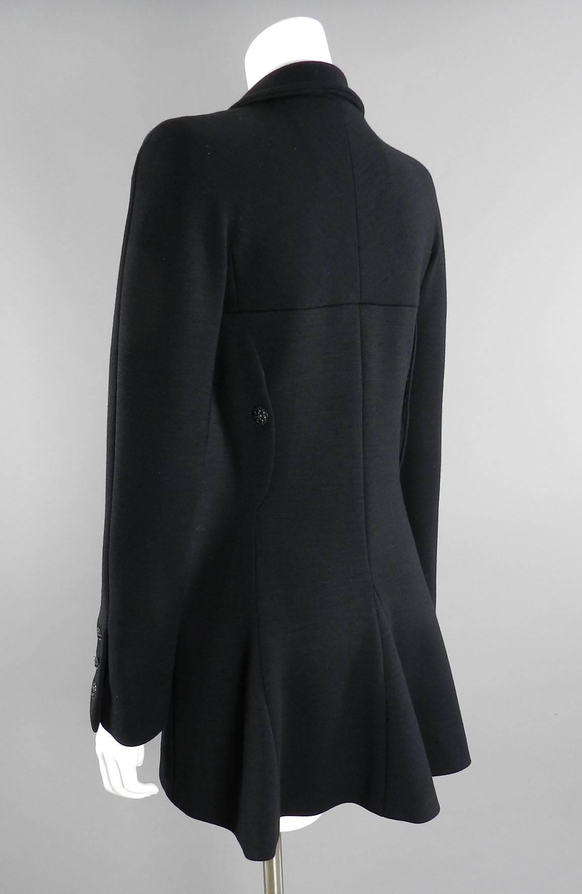 Women's CHANEL 07A Black Wool Knit Jersey Jacket