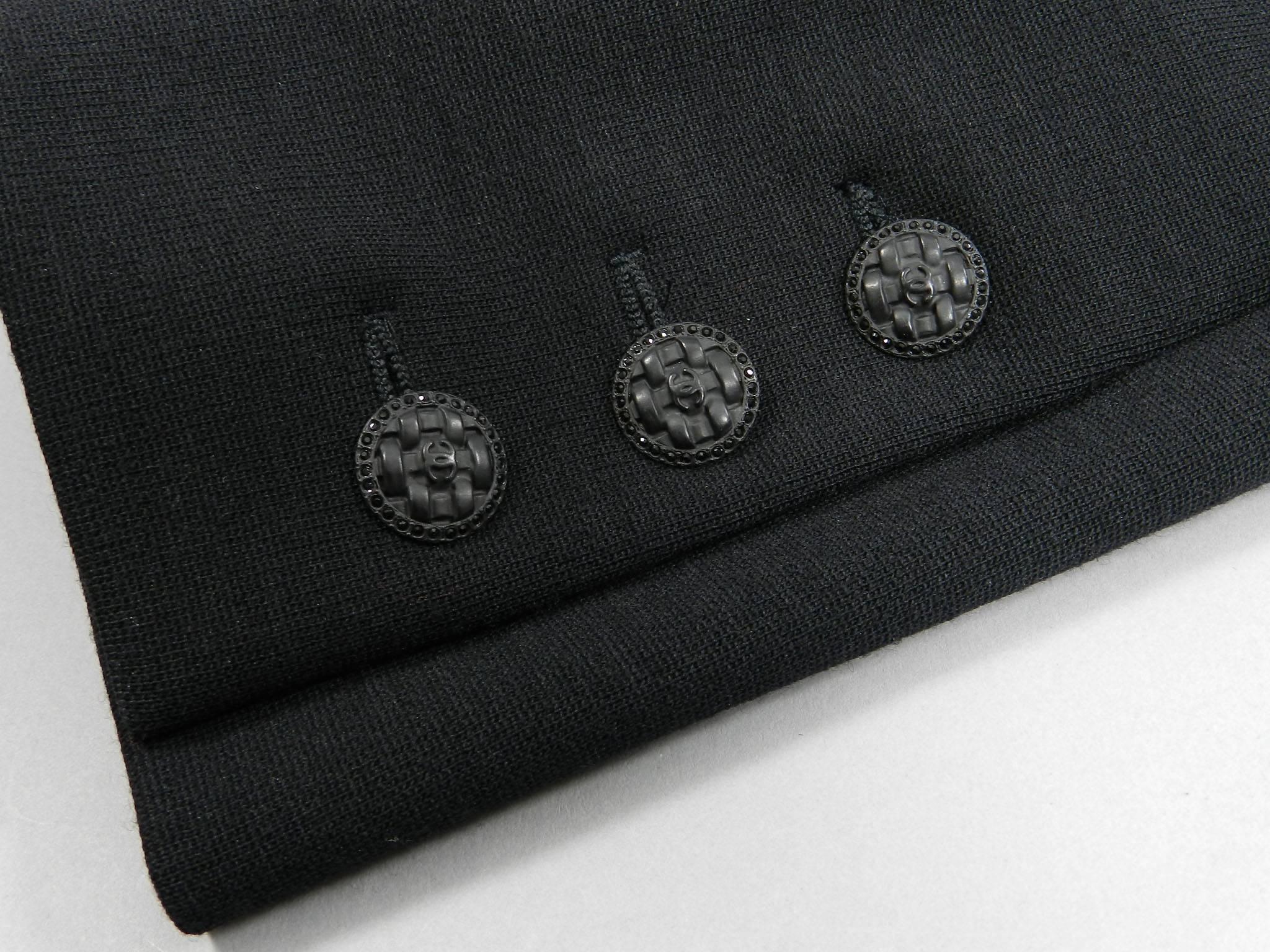 CHANEL 07A Black Wool Knit Jersey Jacket 2