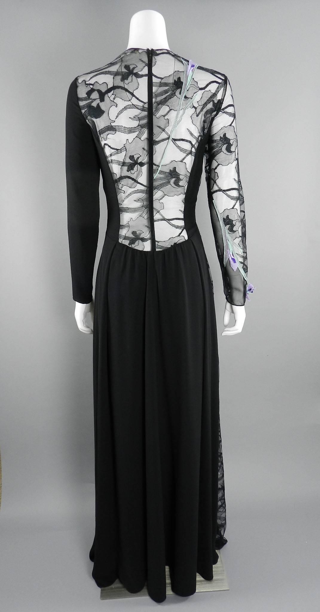 Nina Ricci 2014 Black Gown - lace embroidered flowers 4