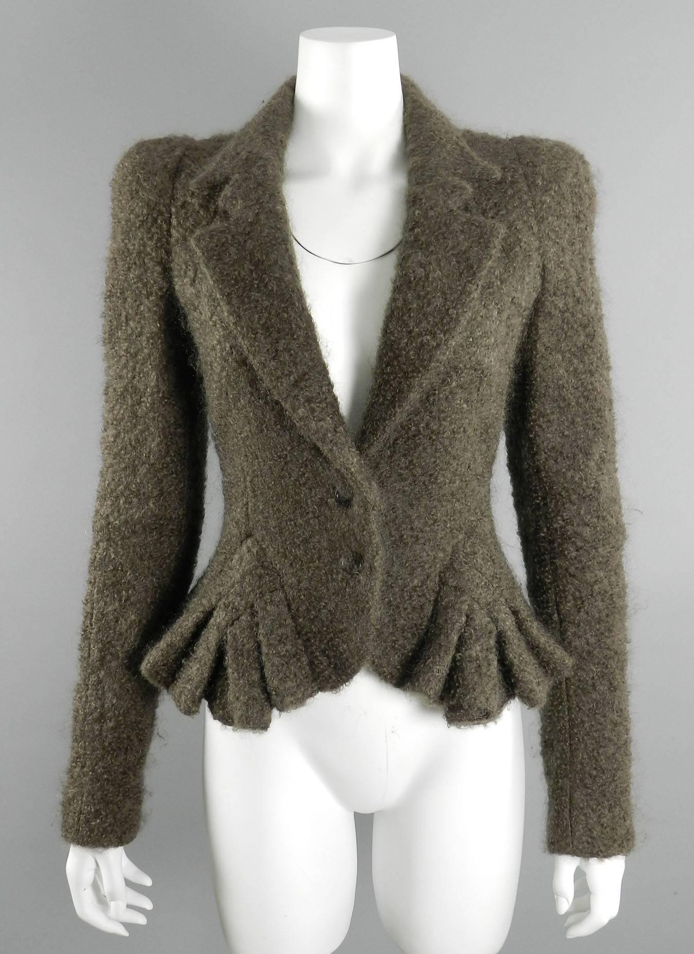 John Galliano Brown Boucle Wool 1950's Vintage Style Jacket 2