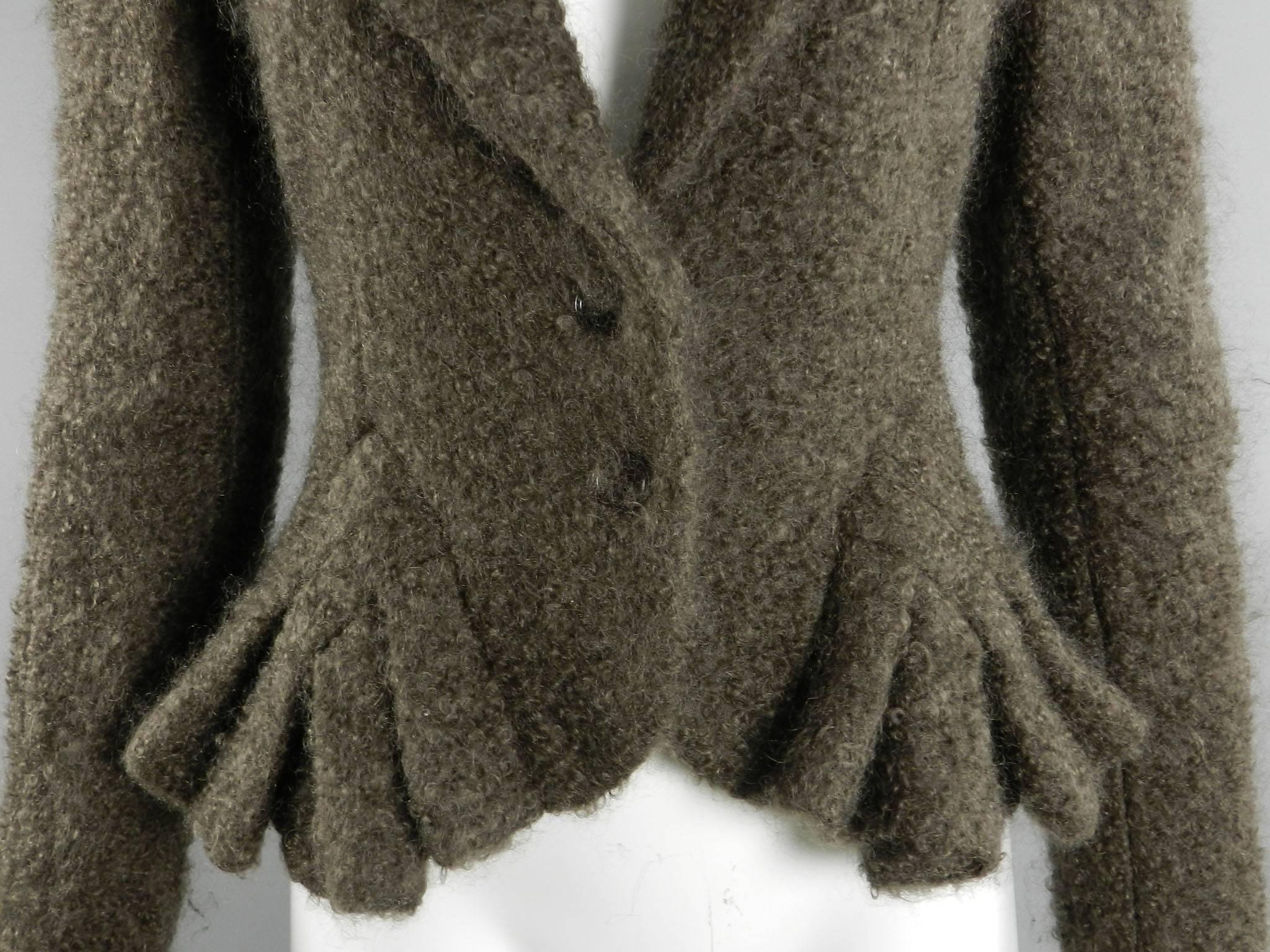 Women's John Galliano Brown Boucle Wool 1950's Vintage Style Jacket