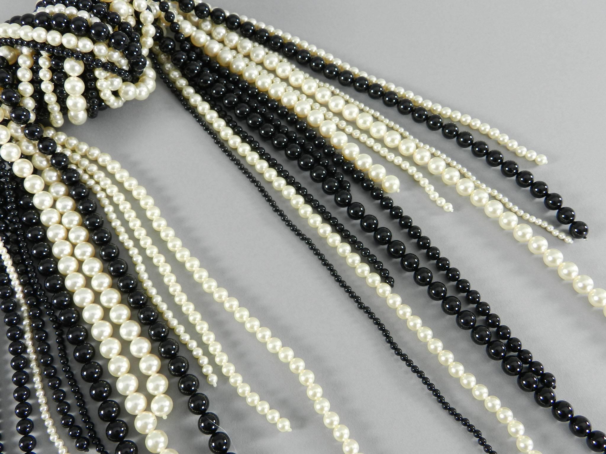 Chanel 14P Runway Black and Pearl Beaded Statement Necklace $10k+ 3