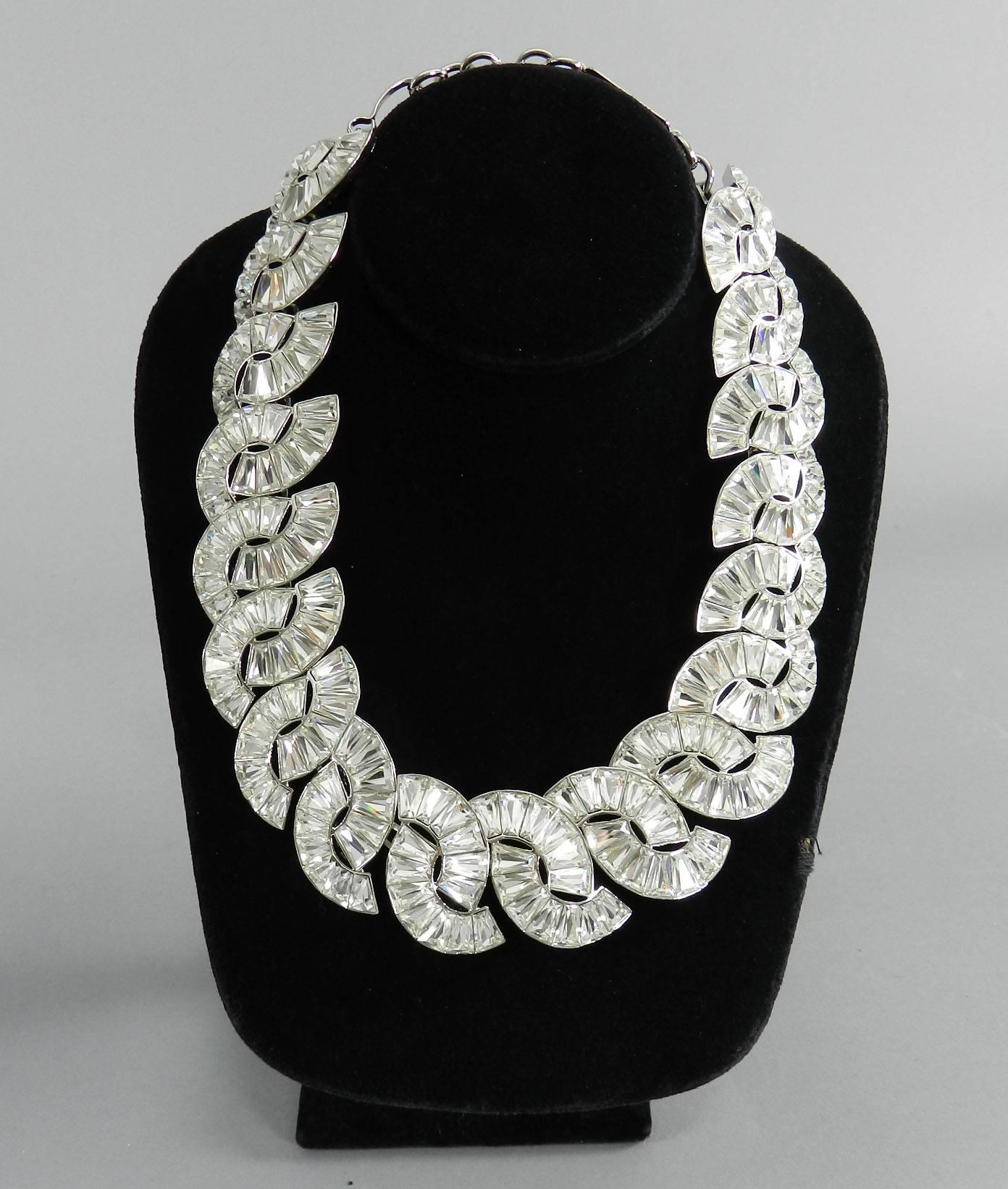 Yves Saint Laurent YSL vintage 1980's limited edition numbered rhinestone collar necklace. Excellent condition. Number 92 out of 125 made. About 1.5