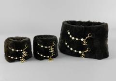 Chanel Sheared Weasel Fur Collar and Cuffs Set