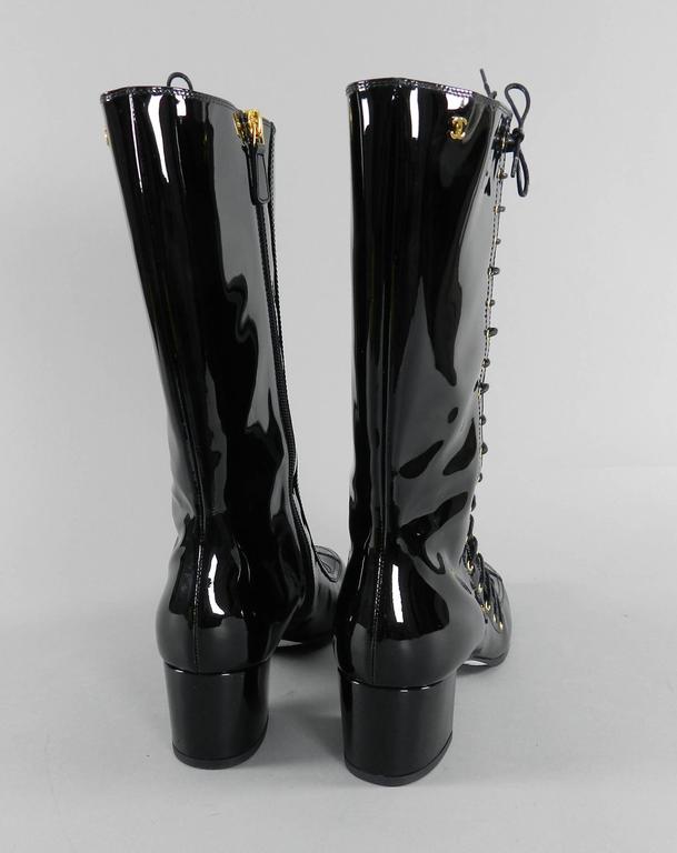 chanel patent boots
