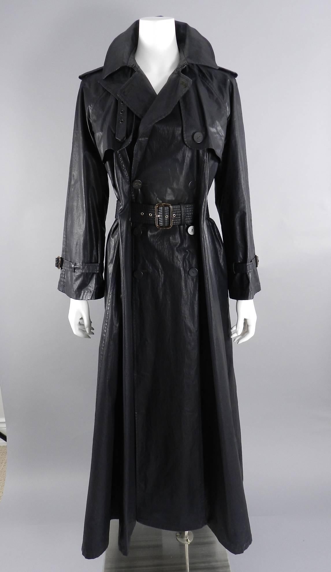 Jean Paul Gaultier Vintage Waxed Canvas Trench Coat For Sale 4