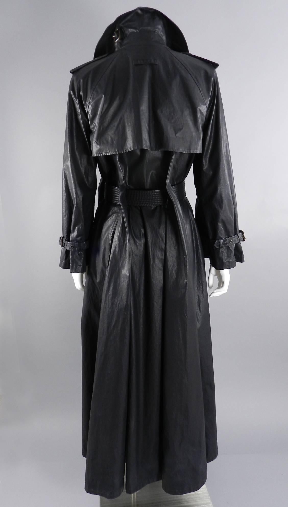 Jean Paul Gaultier Vintage Waxed Canvas Trench Coat In Excellent Condition For Sale In Toronto, ON